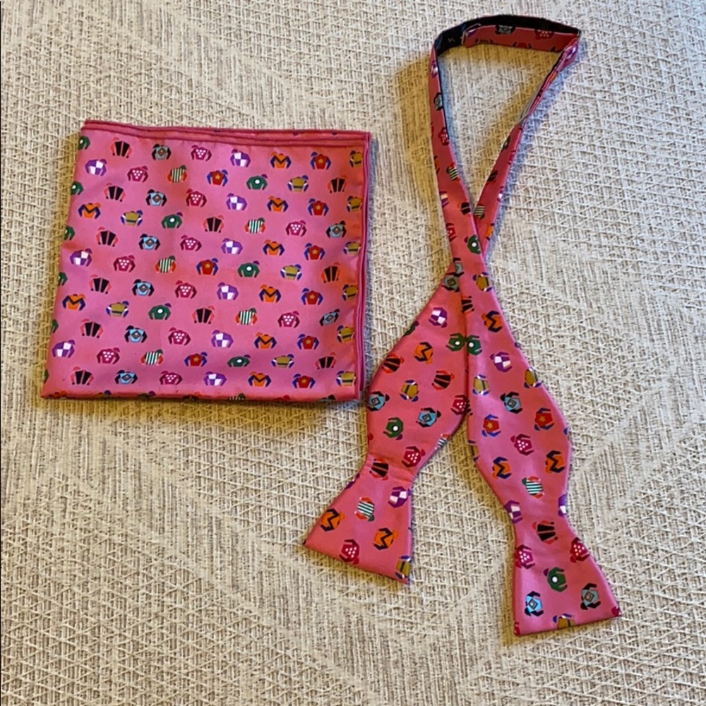 Men’s silks bow tie and pocket square set